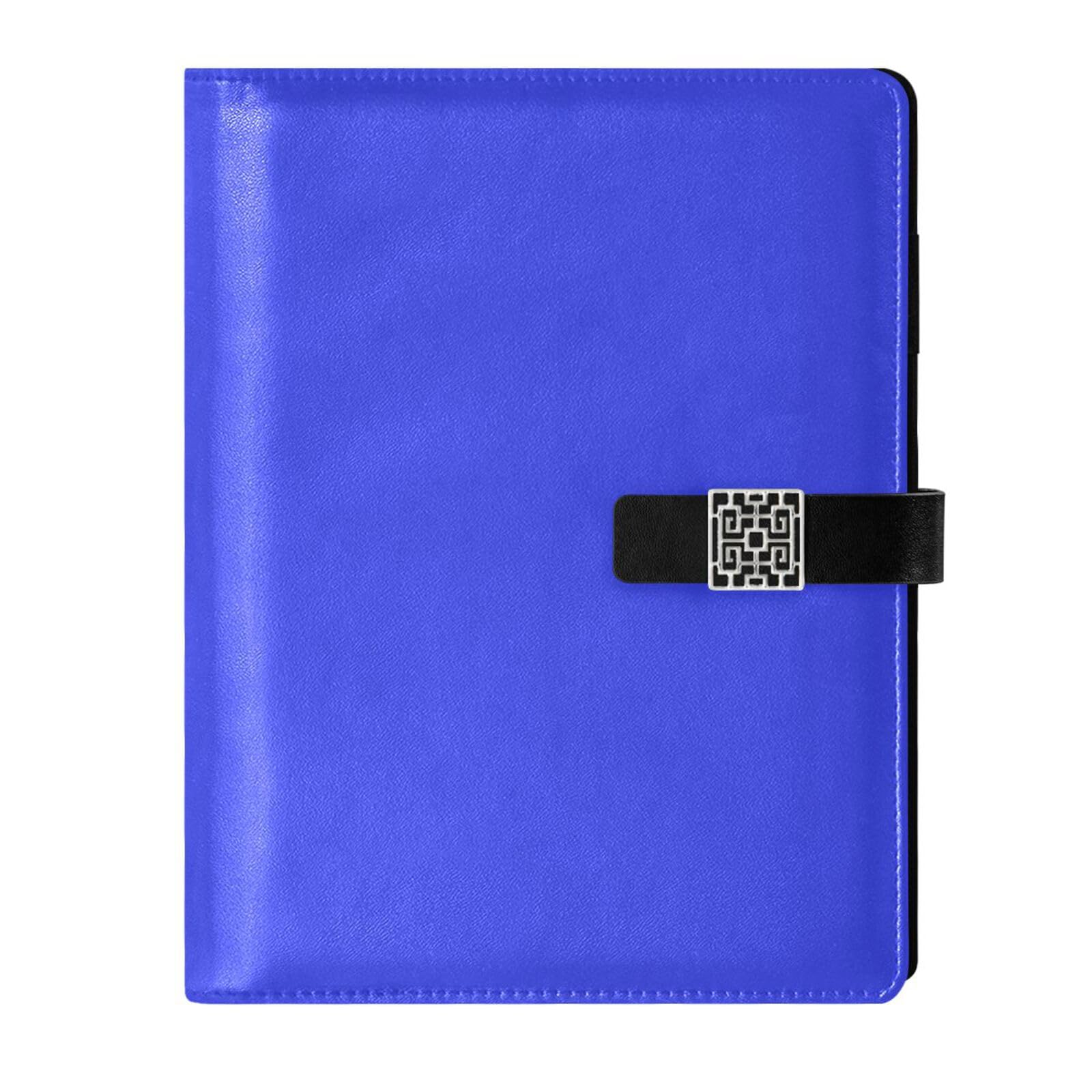 Carnet de composition ligné en cuir bleu 16,7x9,2 cm à spirale