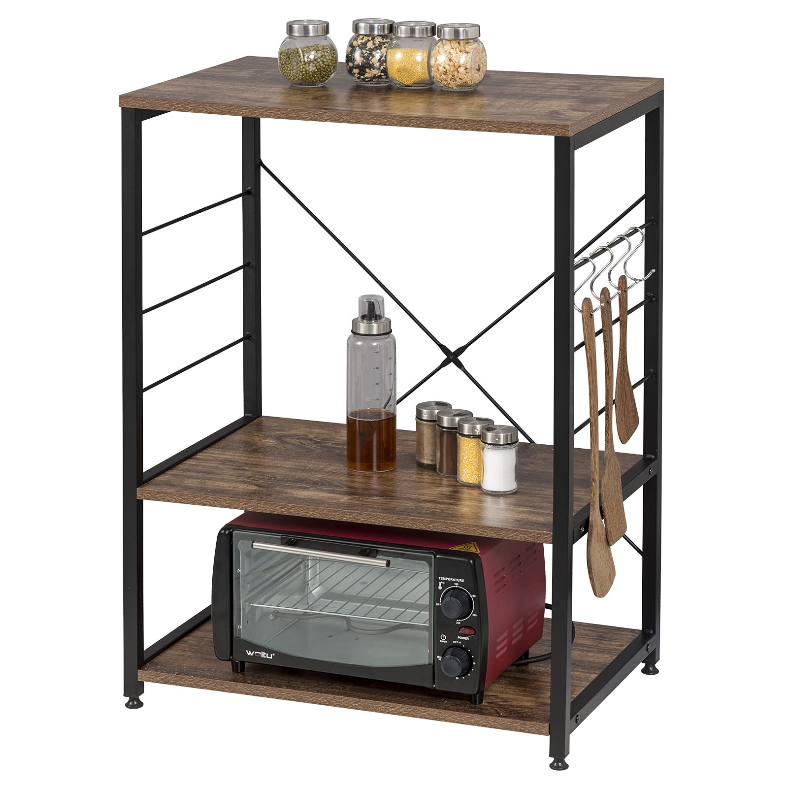 Carrello 3 Ripiani Per Cucina O Salone - In MDF E Metallo, Con Ganci. Design Industriale, Multifunzione! - Foto 14