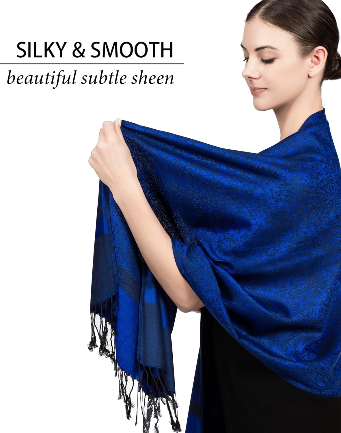 Achillea Two-Tone Vintage Paisley Pashmina Scarf – Lightweight Wrap & Shawl for Dresses, Weddings, Travel, All Seasons - Image 3