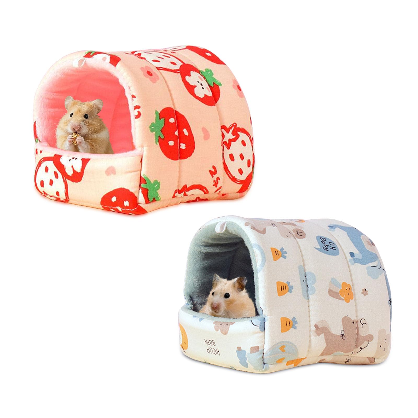 Guinea Pig Bed, 2PCS Rabbit Beds, Cave Cozy Hamster Guinea Pig Houses and Hideouts, Washable Small Animal House Cage Accessorie, Secure Warm Nest, Suitable for Dwarf Rabbits Chinchillas Hamsters