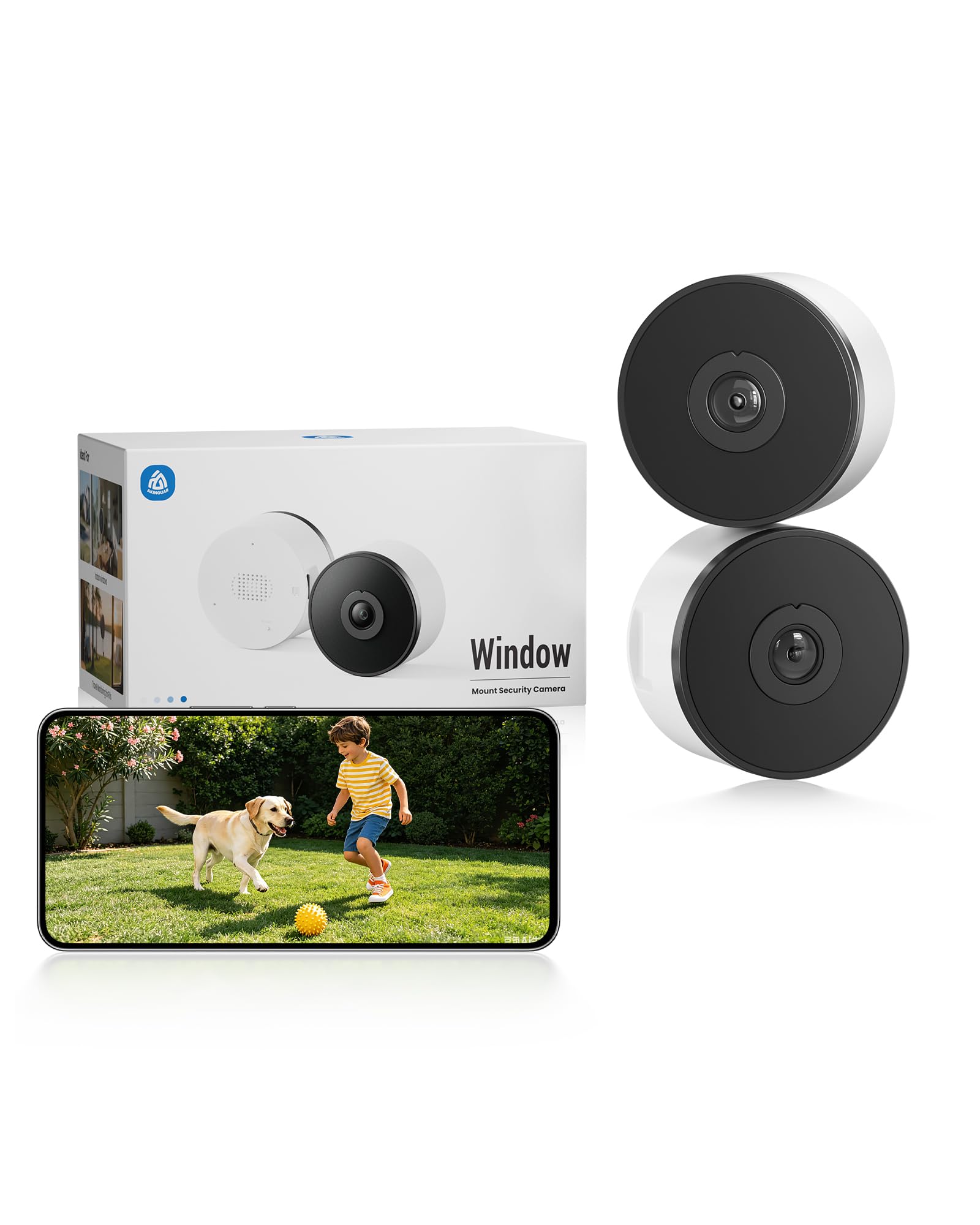 Fensterkamera Innen 3MP, 2,4 & 5 GHz WLAN, Ohne Bohren, Ohne ABO
