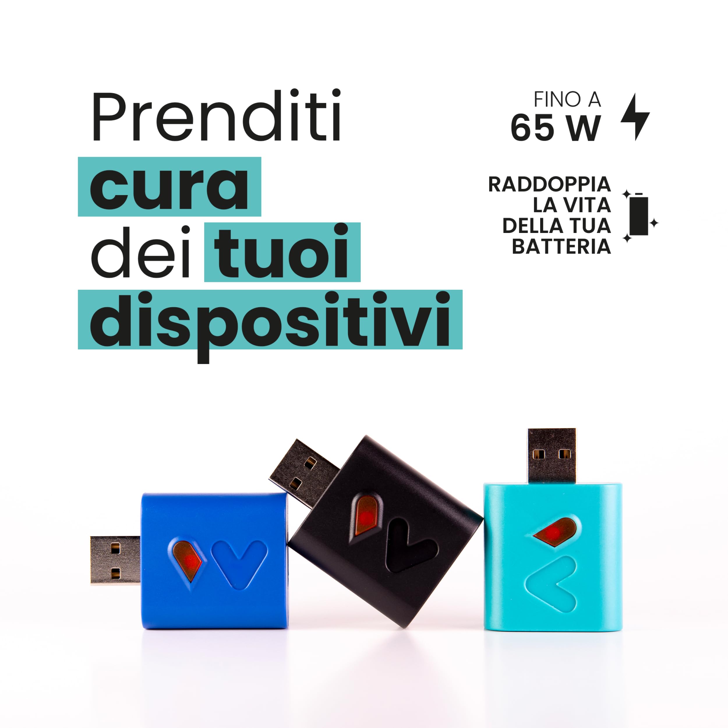 Saver Battery Charger iPhone Android 4PCS Turquoise - Dettaglio
