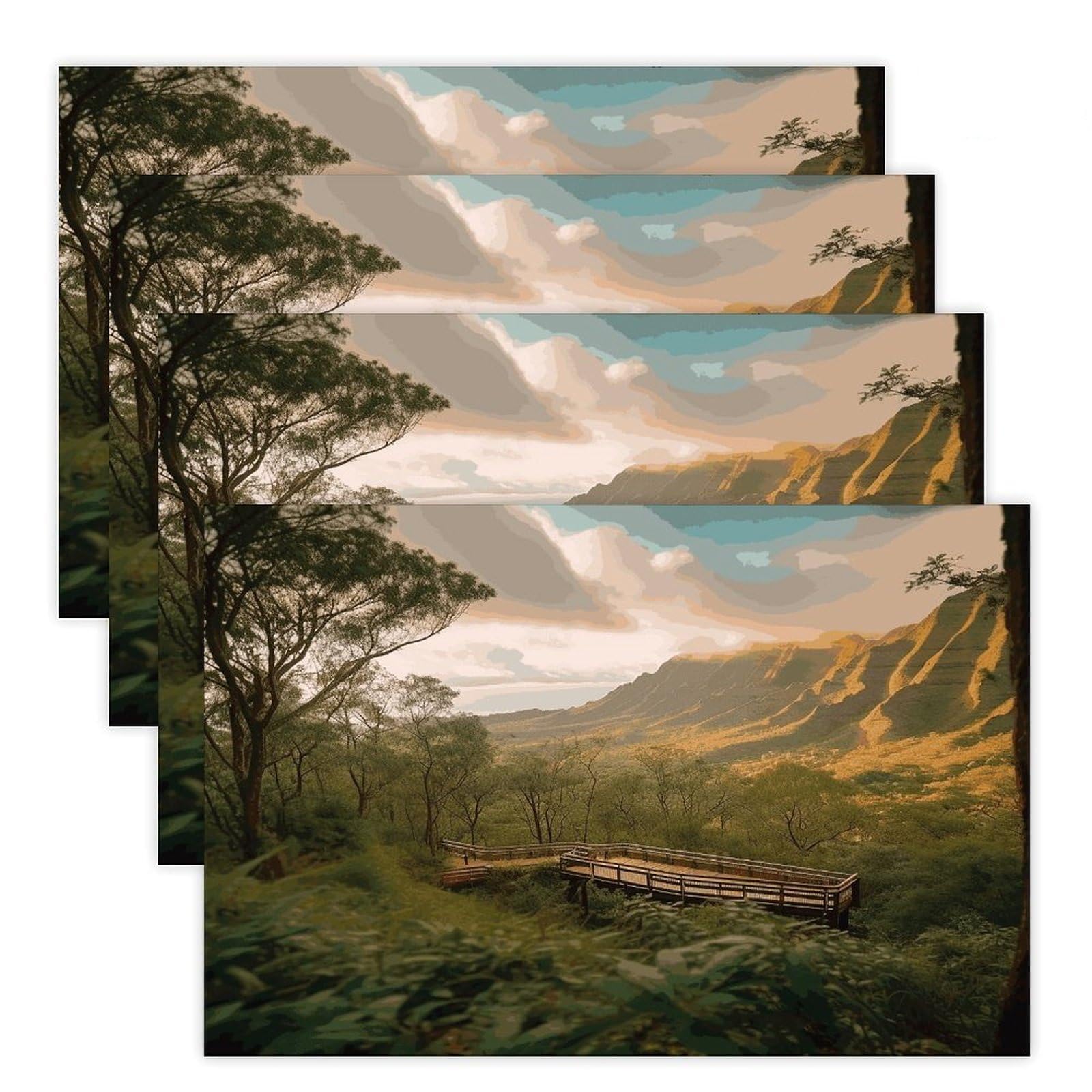 Wilderness Park Placemats Flax Place Mats for Dining Table Rectangle Non-Slip Table Mats Heat Resistant Washable Placemat for Kitchen Home Decor Party Outdoor 12" X 18"