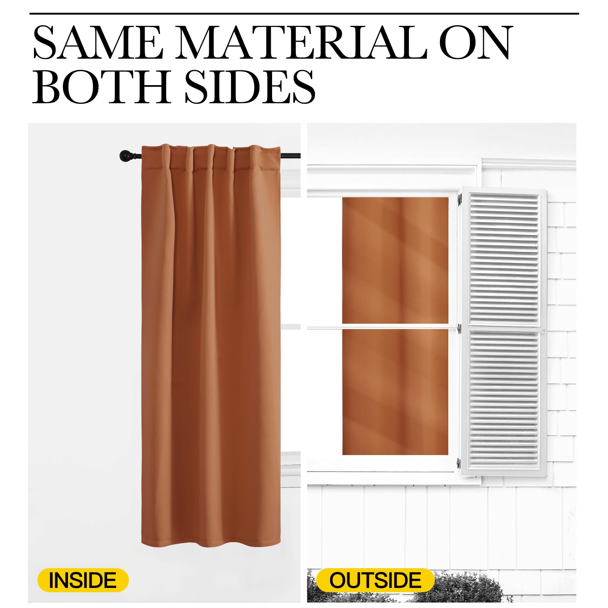 NICETOWN Blackout Curtains For Kitchen - Burnt Orange, 29x30 Inch, 2 Panels, Room Darkening Energy Saving Drapes - View #11
