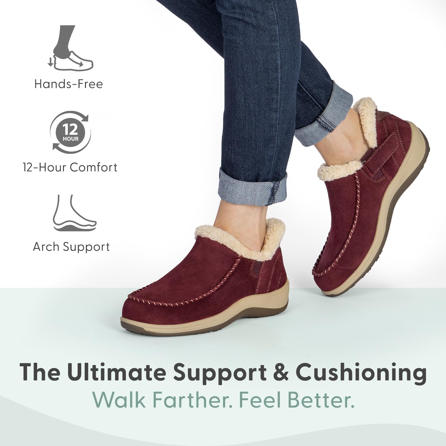 Orthofeet Women's Orthopedic Leather Lorin Hands-Free Slipper - Image 2