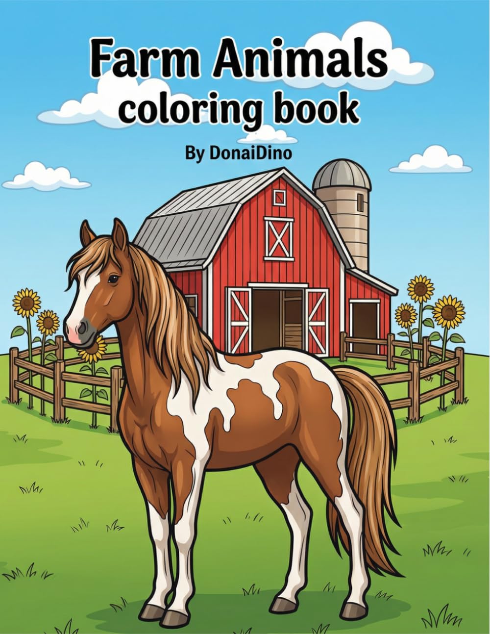 Farm Animals Coloring Book for Kids: Bold and Easy Coloring Pages of Cows, Pigs, Horses, and More for Toddlers and Preschoolers