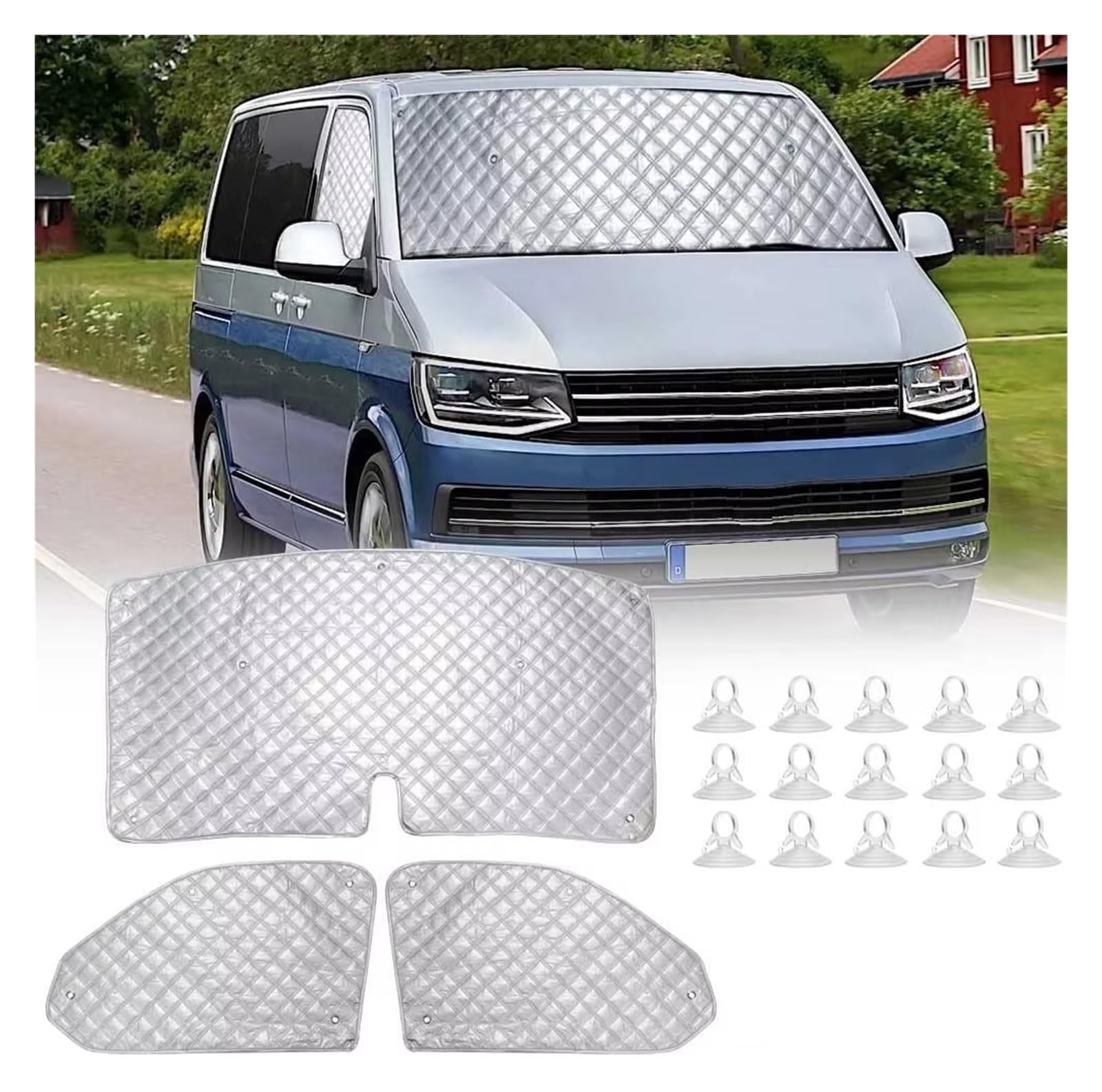 Parasol Coche Para VW T5 T6 Juego de 3 protectores de parabrisas y parasoles térmicos internos. Parasol para Parabrisas