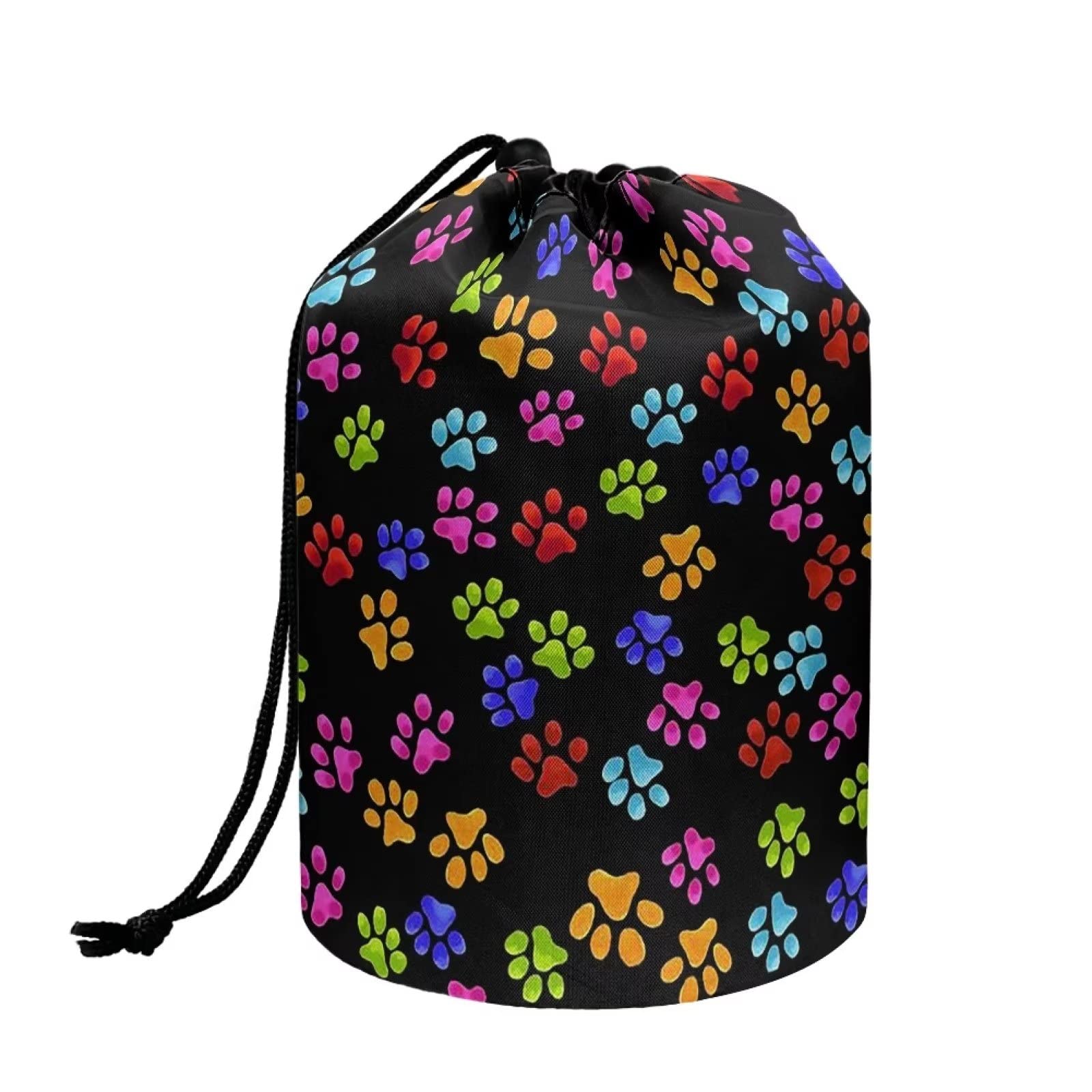 chaqlin Hippie Lotus Print Travel Cosmetic Bags Barrel Makeup Bag,Women Girls Portable Foldable Cases Multifunctional Toiletry Bucket Bags Round Organizer Storage Pocket — view 42