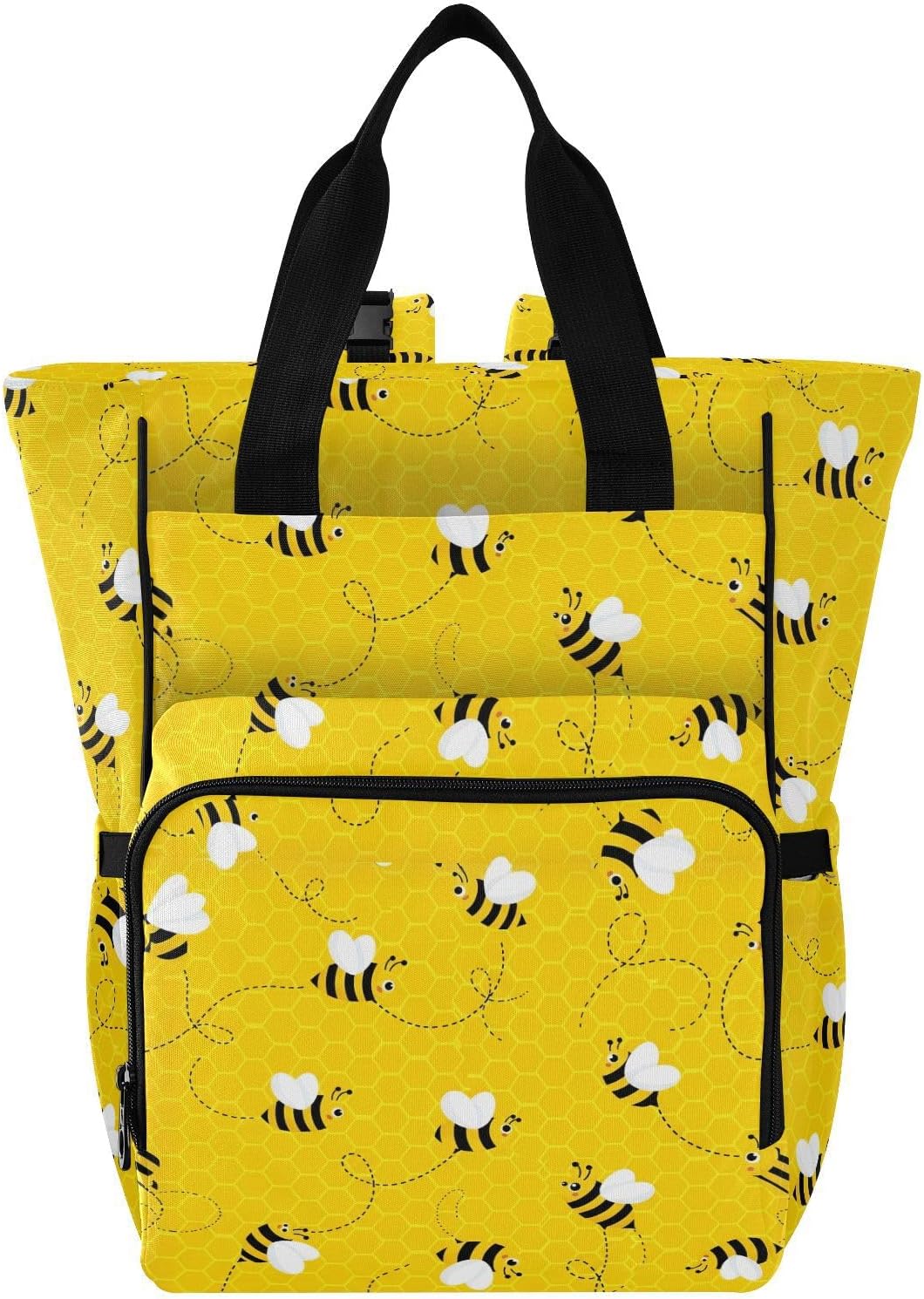 Emelivor Bees Honeycomb Diaper Bag Backpack Insulated Pockets Organizer Bag Diaper Backpack for Boy Girl Unisex Baby Women Travel