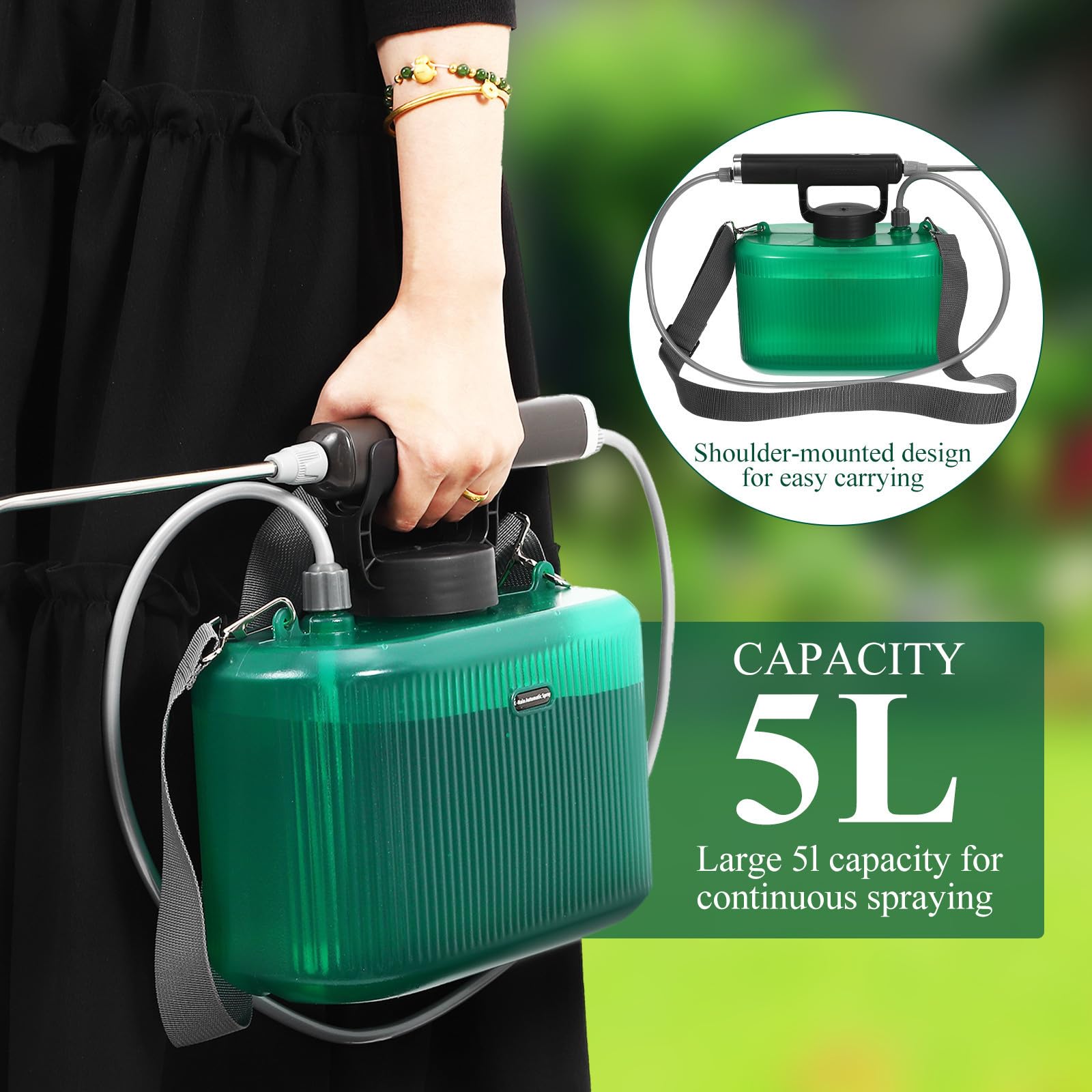Elektrisches Sprühgerät mit 5l Fassungsvermögen und Schultergurt Tragbarer Gartensprüher aus Pp für Rasen und Garten Pumpensprüher für Pflanzenpflege
