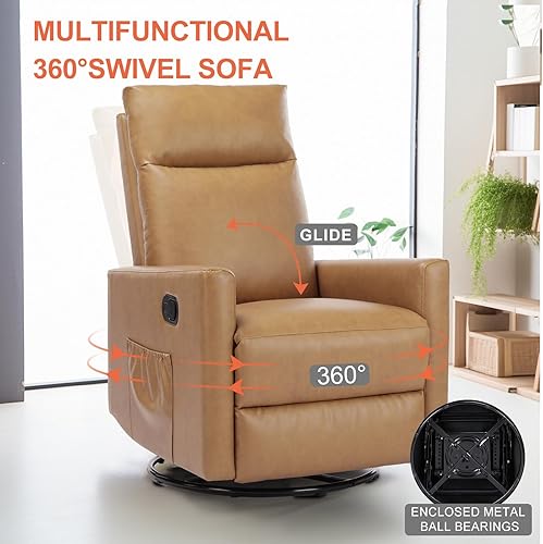 Miniatura 65 de Sweetcrispy Silla reclinable, silla basculante giratoria 360 grados para adultos, sillas reclinables deslizantes, sillas de guardería para sala
