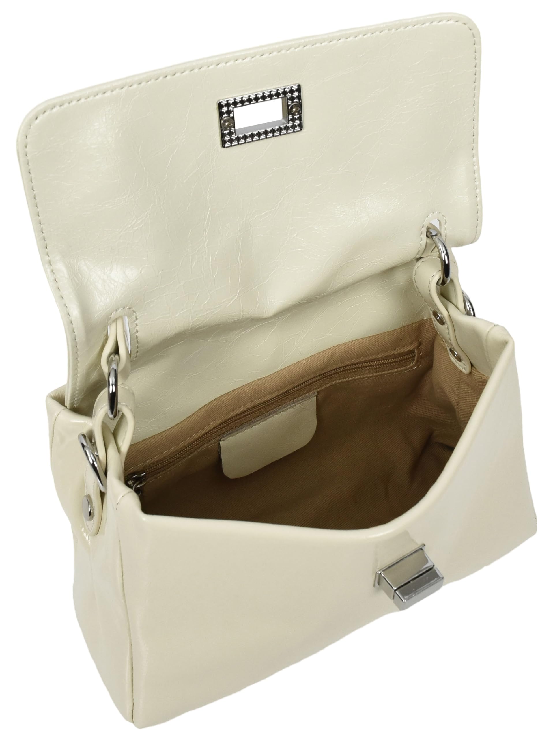 A1 FASHION GOODS Damska mała torebka z prawdziwej skóry, błyszcząca, casualowa torba crossbody z zamkiem obrotowym Oisin