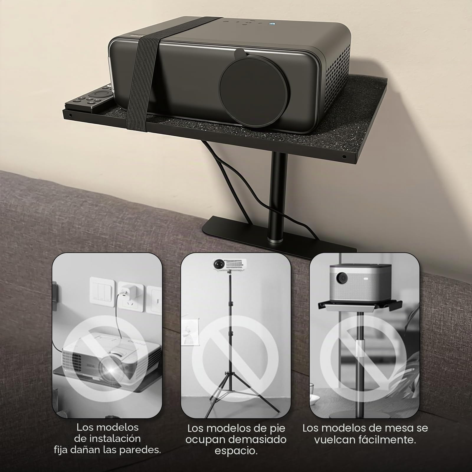 Soporte para proyector para cama y sofá, longitud de soporte ajustable 24 – 41 cm, diseño oculto, soporte para proyector, compatible con 99% proyectores XGI-MI Nebu-la Van-KYO Ep-Son (24-41 cm