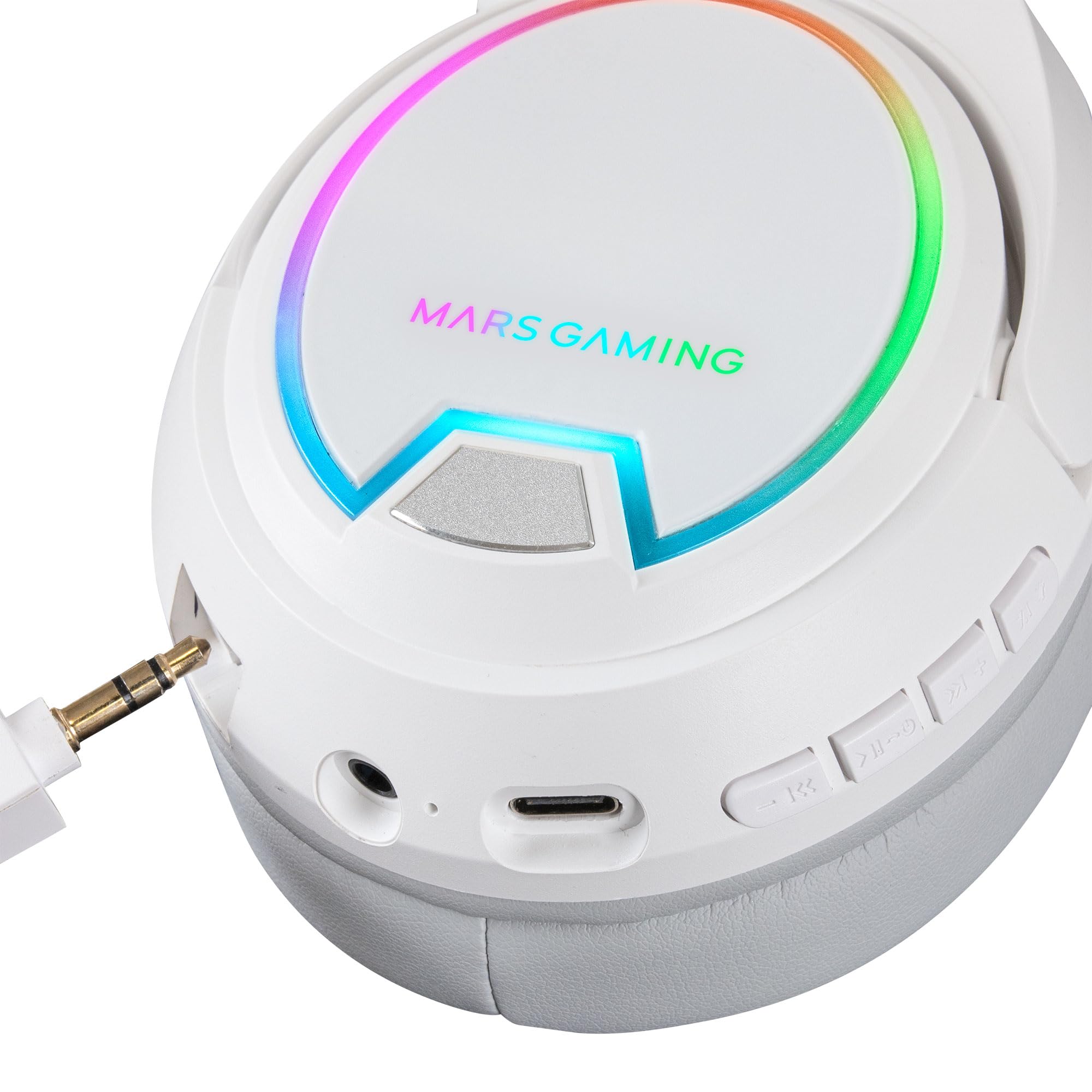 Mars Gaming MHW-100 Bianco Cuffie Wireless ARGB Flow Microfono ENC Rimovibile Ultraleggero Cancellazione Passiva Rumore Compatibilità Universale