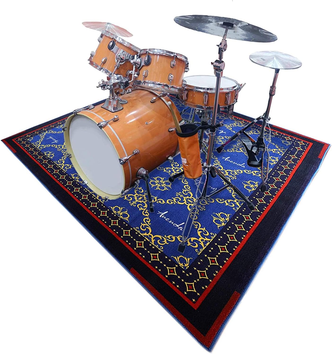 Aucuda Large Drum Rug 6x6.6 ft Drum Mat Outdoor, Tightly Woven Fabric Cool Drum Set Carpet with Non-Slip Grip Bottom, Electric Drum Accessories for Studio, Apartment, Soundproof, Guitar, No Crease.