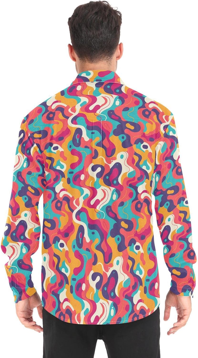 KLL Abstract Camouflage Print Pattern Women's Men's Regular Fit Rugby Shirts Daily Wear Long Sleeve Blouse