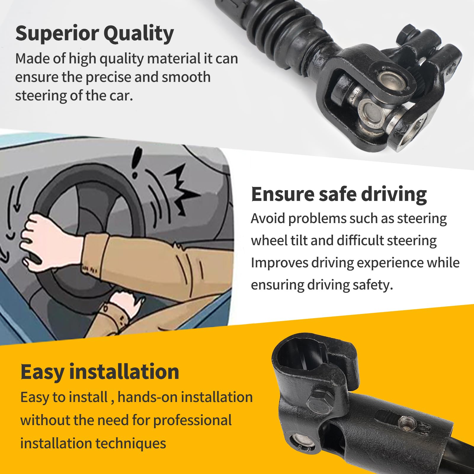 Dexonu Lower Steering Intermediate Column Shaft Compatible with Jeep Cherokee 1984-1994 Jeep Comanche 1986-1992 Replace 4713943 425-284 Steering Shaft Universal U Joint Assembly