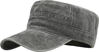 Unisex Cadet Army Caps Cotton Flat Top Cap Washed Military Hat Baseball Cap