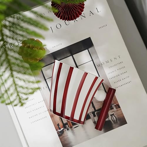 Miniatura 4 de Tazas de café de cerámica roja, taza de café hecha a mano para la oficina y el hogar, tazas de café artísticas para mujeres para mamá, taza roja y