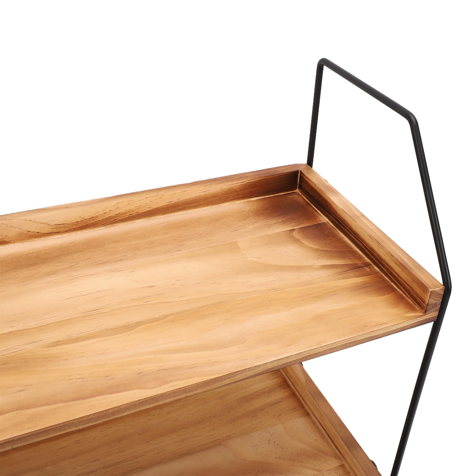 SIXRUN Gewürzregal, 2-stufiges Organizer-Regal für die Küchenarbeitsplatte, Verbundholz und Edelstahl, 35 X 18 X 40 Cm, für Kaffeebar, Heimschrank, Speisekammer mit Doppellagiger Aufbewahrung