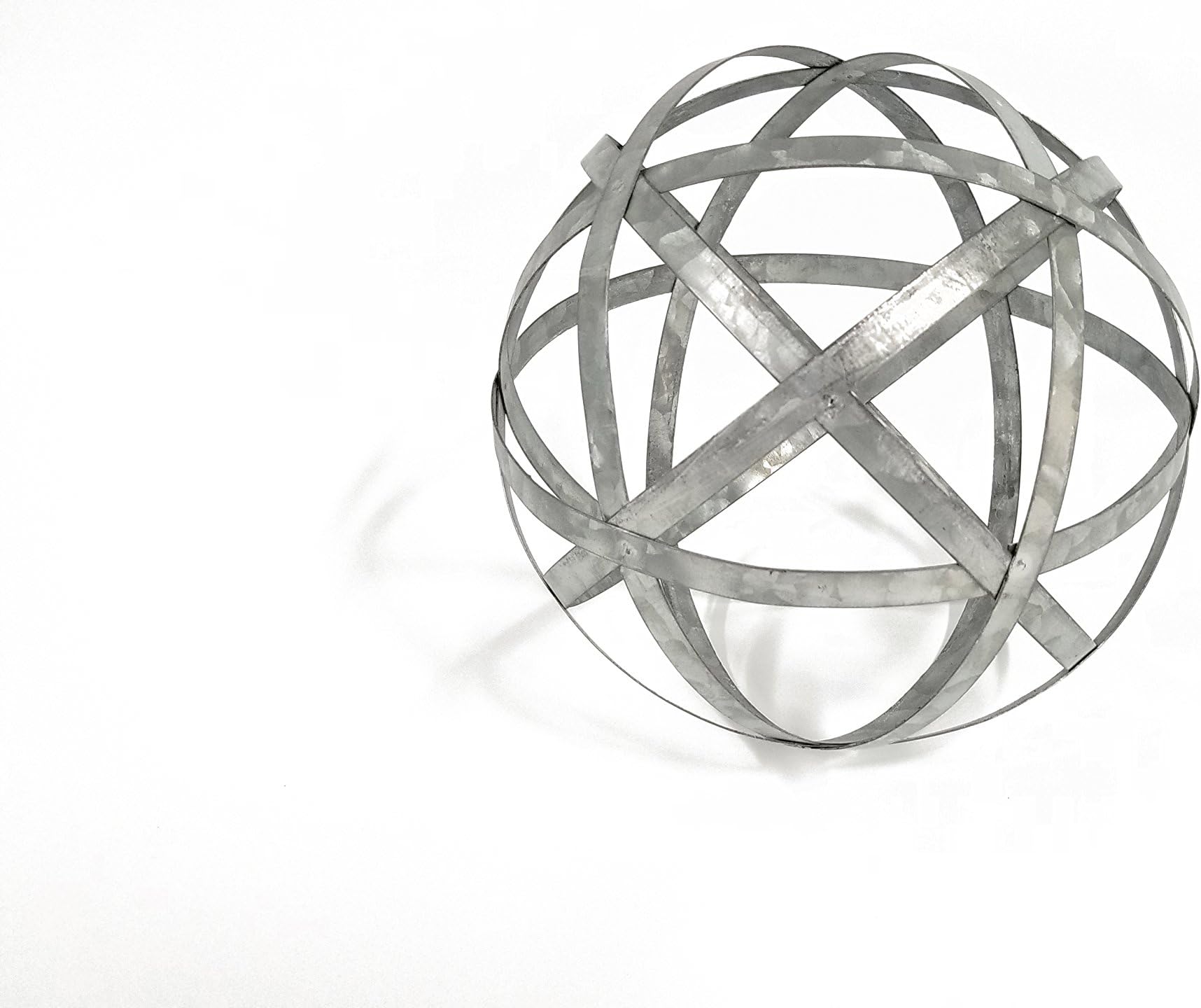 Metal Decorative Sphere for Home Decor - Distressed Galvanized Bands, Hand Painted, Modern Decorative Balls for Living Room, Bedroom, Kitchen, Bathroom, Office - Table Decorative Orbs for Сenterpiece