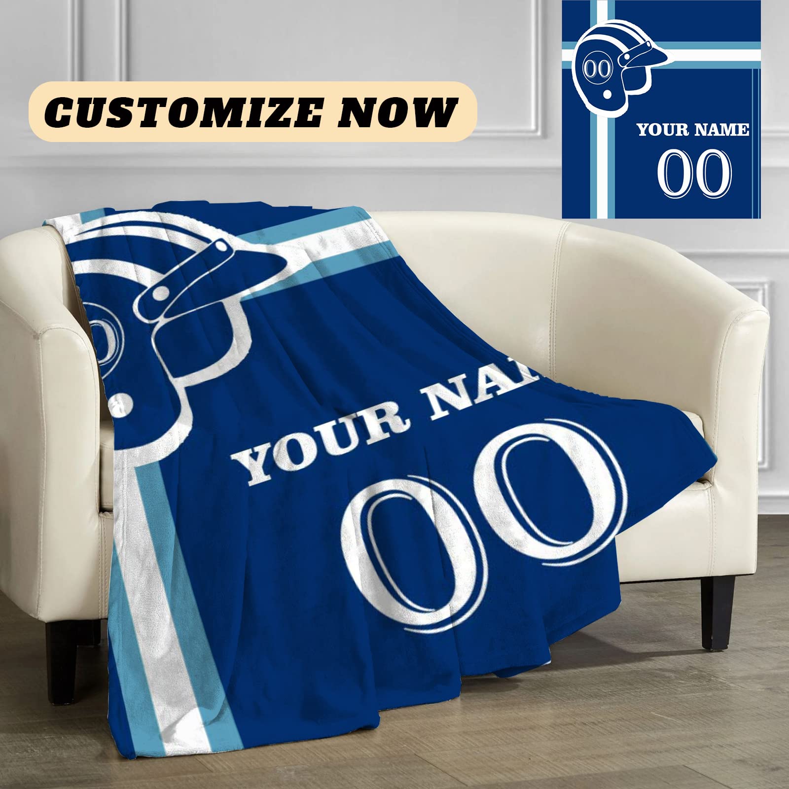 Manta personalizada con nombre de número: mantas de béisbol personalizadas de franela deportiva para amigos de la familia, año nuevo, para sofá, dormitorio