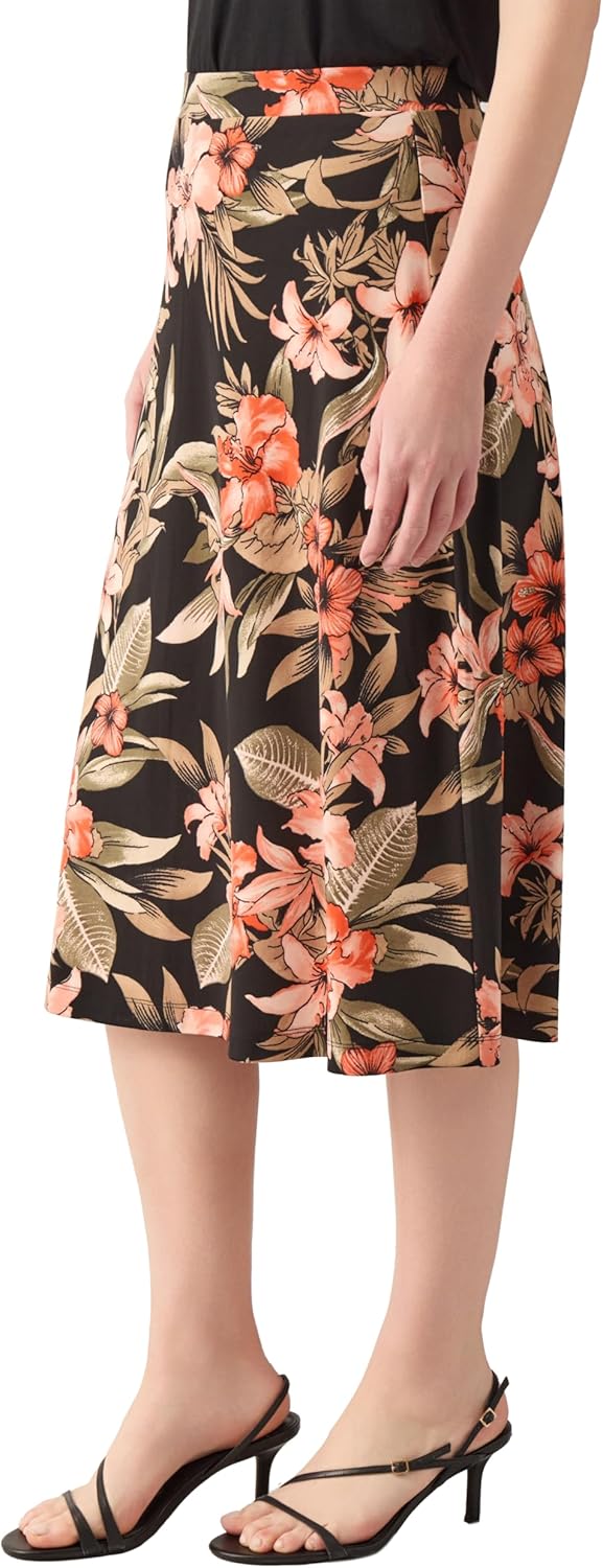 Kasper Womens Floral Printed Matte Jersey Midi Skirt - Image 2
