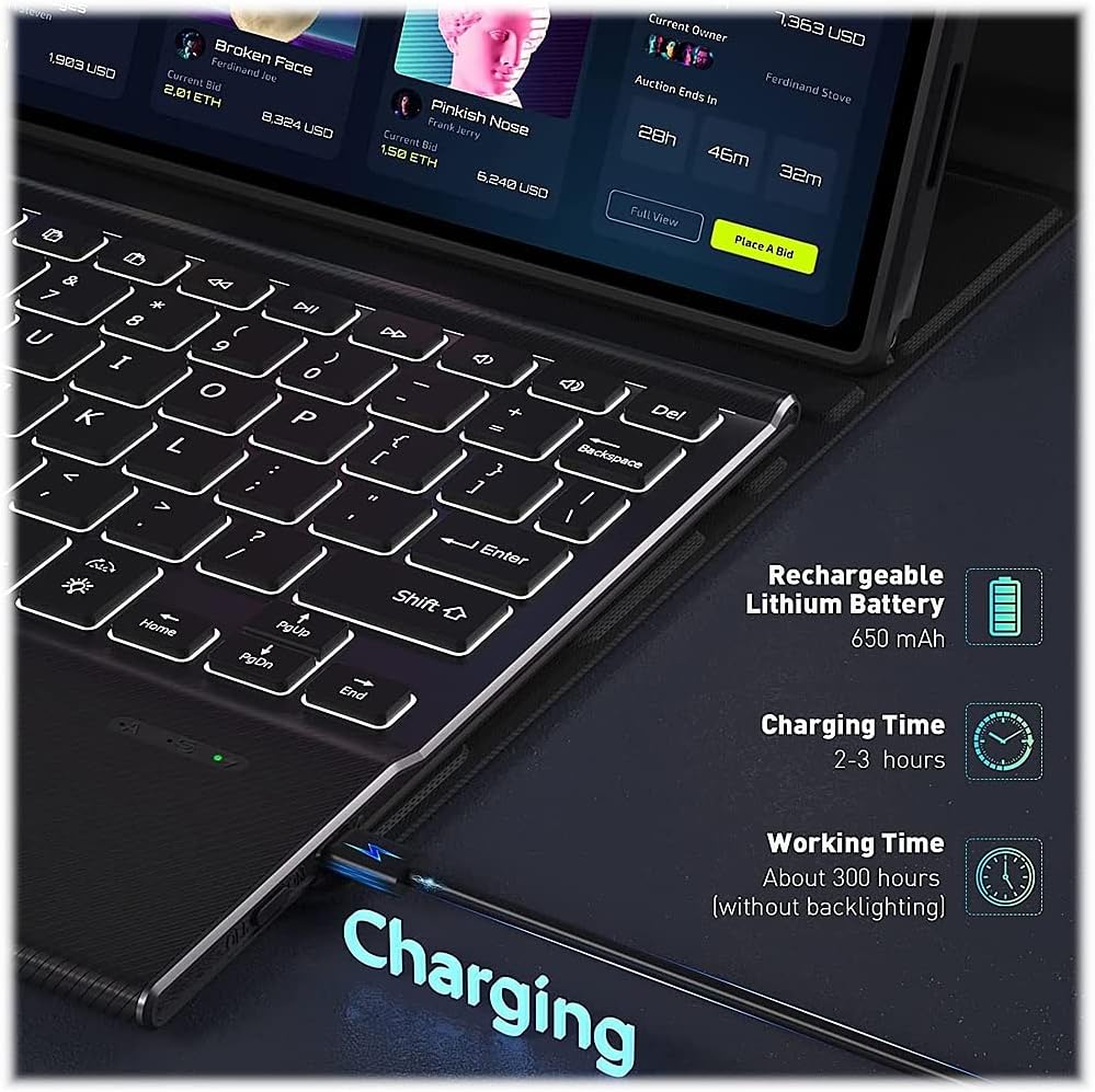 SaharaCase Keyboard Case with TrackPad for use with Galaxy Tab S8 and Galaxy Tab S7, Black (TB00214)