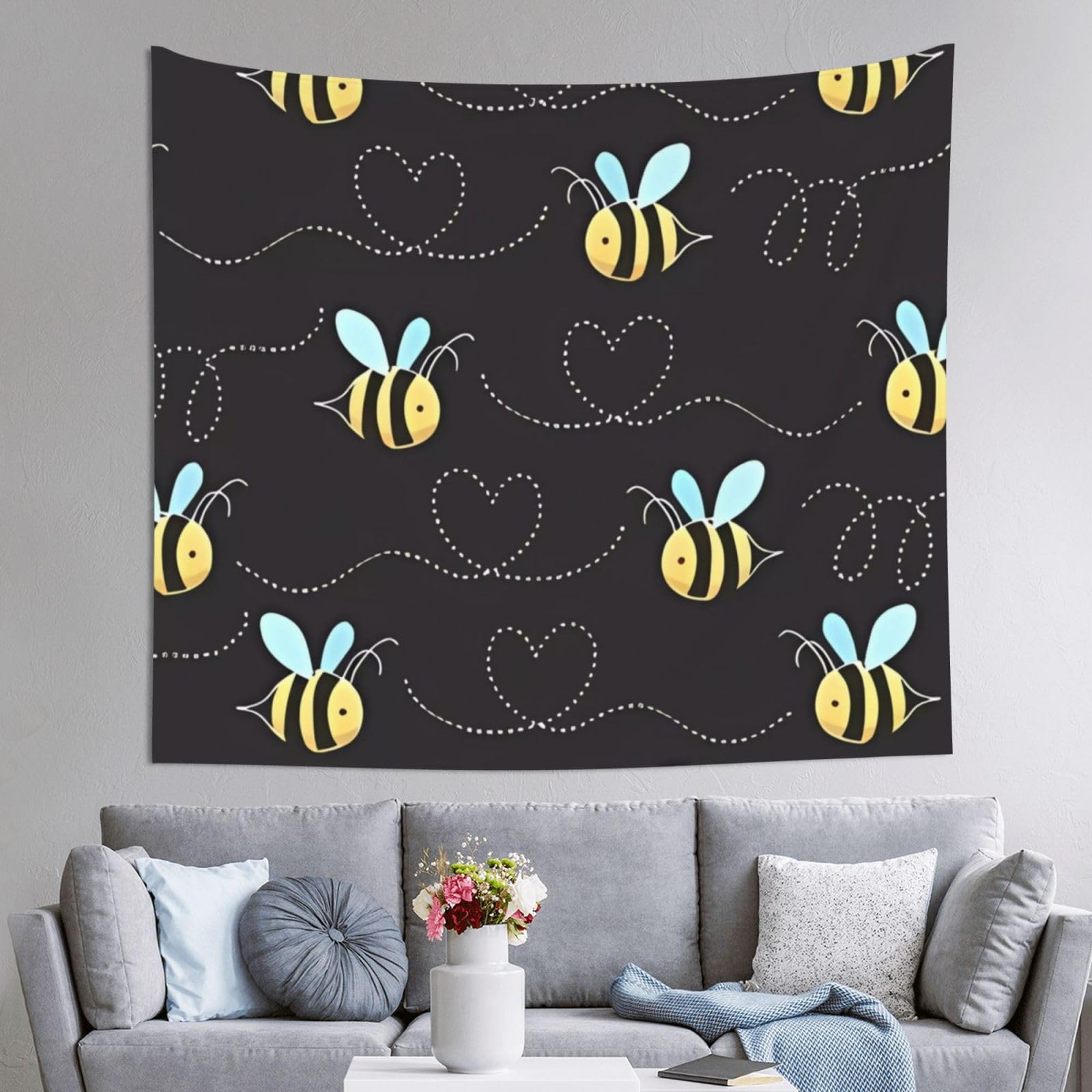 DEHIWI Bumble Bees Wall Tapestry Lightweight Soft Art Wall Hanging For Bedroom, Living Room, Dorm,150 X 130 Cm