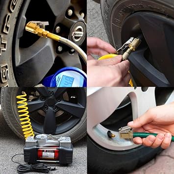 Gunwon 1Pcs Brass Tyre Valve Air Pump Clip,Air Chuck Tire Inflator Compressor Pump Connect Locking Tire Inflator Air Chuck Adapter,Car Universal Tyre Tire Inflator Valve Connector for Car Truck 8mm