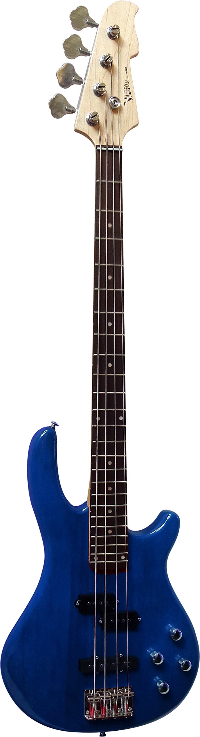 ELEKTROBASS - DUNKELBLAU TRANSPARENT - E-BASS BLAU MIT MASSIVHOLZKÖRPER - VISION GITARRE - LONG SCALE + KABEL - JB8BLT
