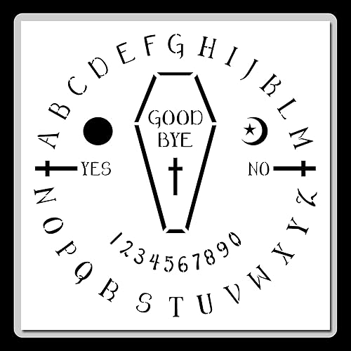 Miniatura 1 de Plantilla redonda Ouija Spirit Board de 12 x 12 pulgadas con ataúd y cruces