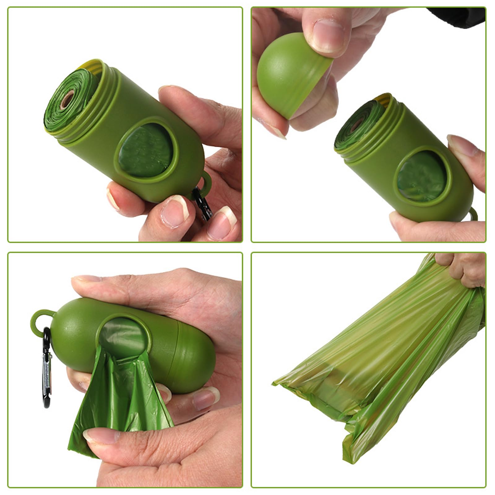AWOCAN Dog Poop Bags and Dispenser with Tie Handles on Refill Rolls Easy-Tie Opening Generously Sized Dog Poop Bags for Pet Owners (green) - Image 3