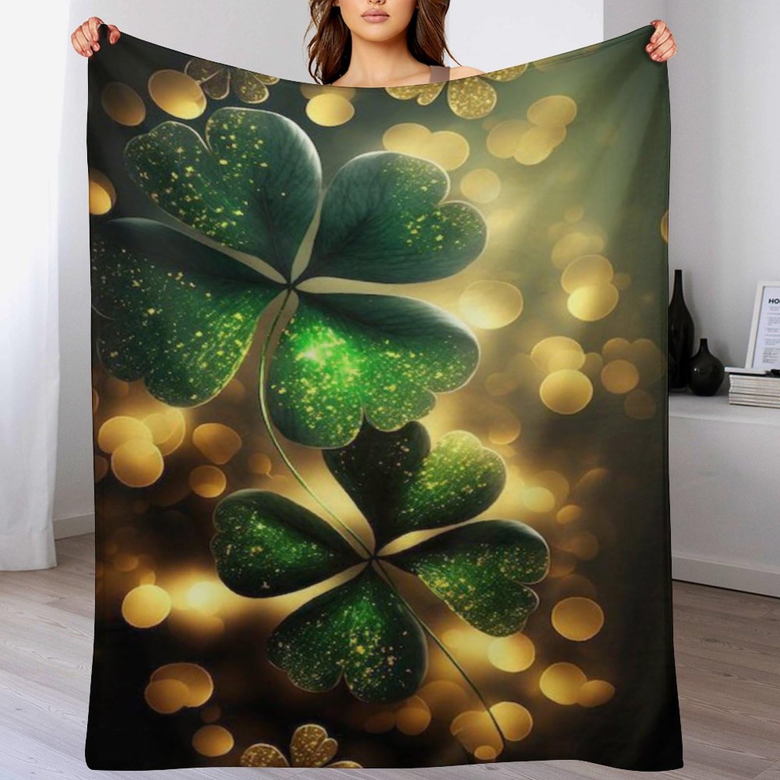 Plaid trèfle à quatre feuilles couverture polaire pour réchauffer votre foyer