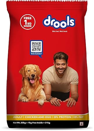 Drools Chicken and Egg Adult Dry Dog Food, 20 kg (+1 kg Free Inside)