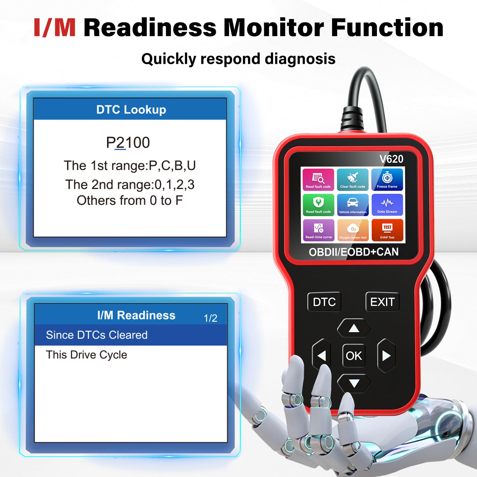 diymore OBD2 Scanner Car Diagnostic Engine Fault Code Reader with 35,901 DTC Database, Check Engine Light Reset Tool for All OBDII Vehicles for BMW Audi VW Mercedes - 4