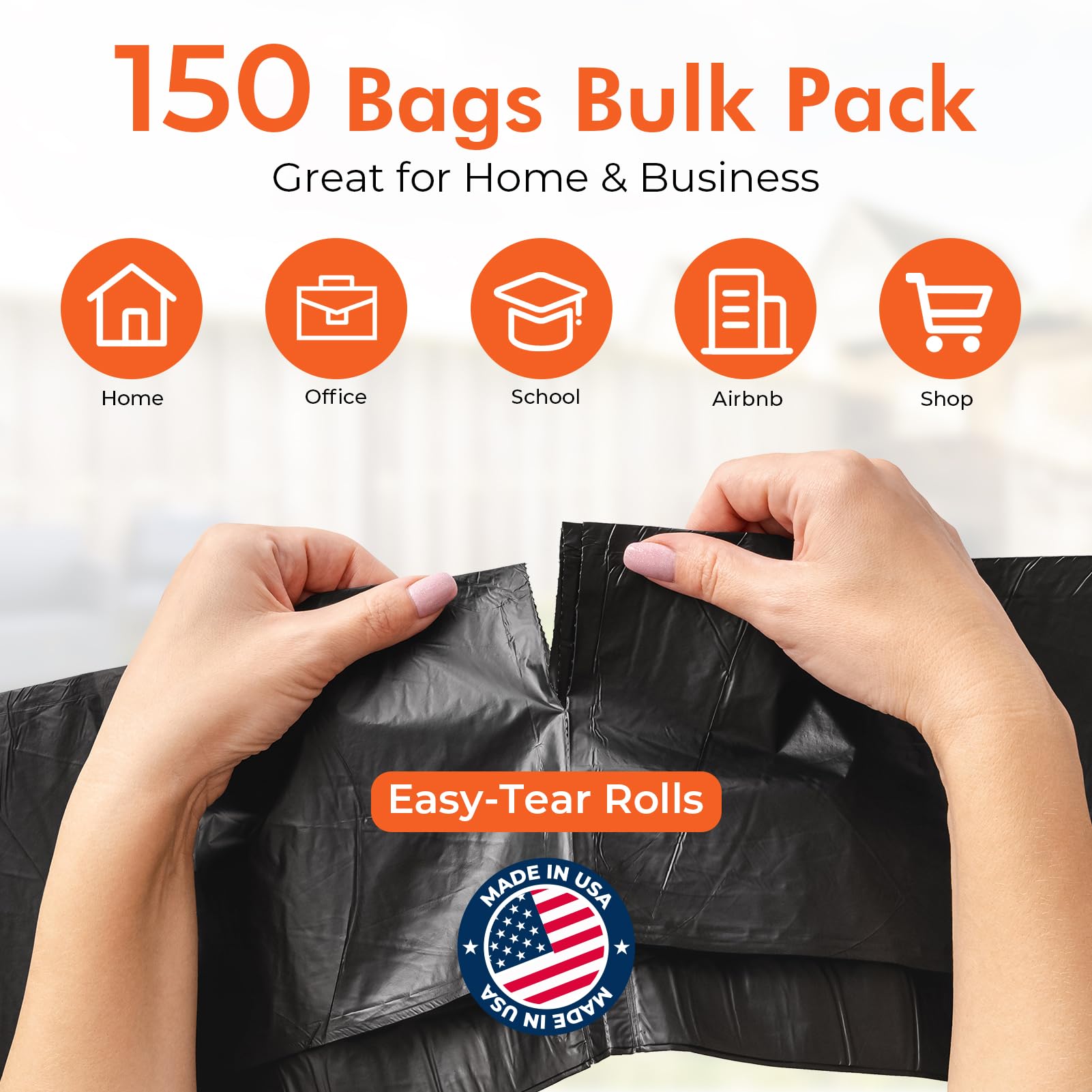 Delxo Bolsas de basura de 55 a 60 galones, 150 unidades, bolsas de basura negras grandes de 40 x 54 pulgadas, bolsas de basura negras ligeras a medianas, para bolsas comerciales, de césped y hojas