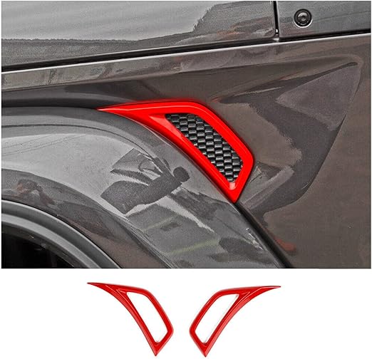 Voodonala Wheel Eyebrow Side Air Conditioning Vent Decoration Cover Trim for Jeep Wrangler JL JLU Gladiator JT 2018-2024(2pcs,red,ABS)