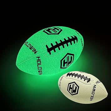 Holographic Luminous Light Up Reflective Football for Night Games & Training, Glowing in The Dark, Great American Football Toy Gifts for Boys, Kids, Men