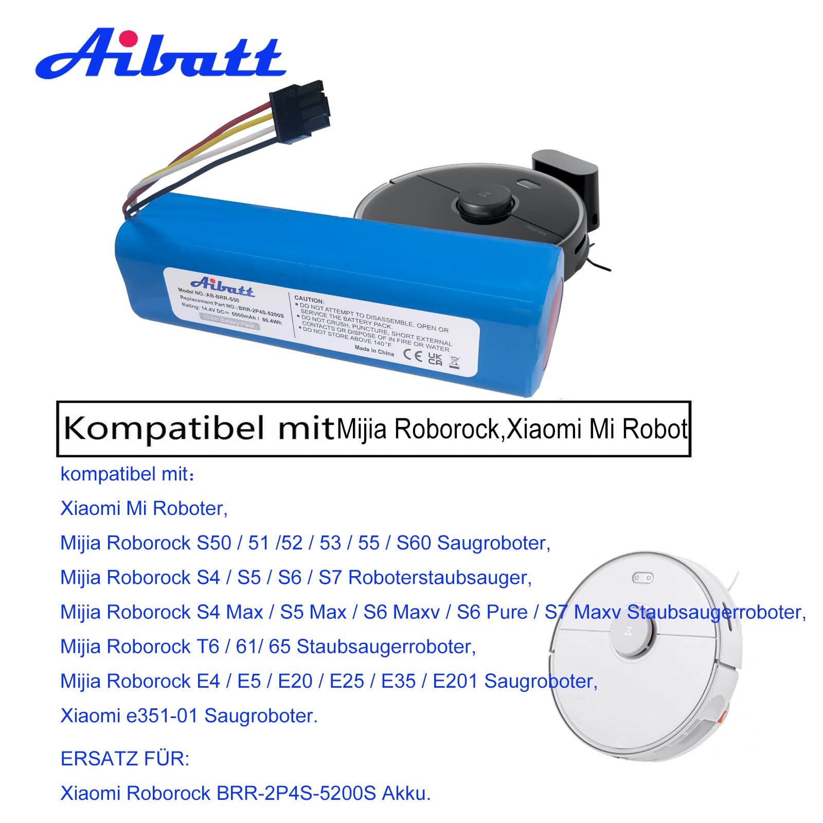 Batteria di ricambio da 6000 mAh per Dreame D9 Pro D9 Max, D10/D10 Plus/D10s/L10/L10s Ultra/Z10 Pro, batteria per Xiaomi S5/S6/S7/Q7 Max MaxV Ultra Pure, Roborock S50/S55, Mijia 1st e 2nd Gen, BRR