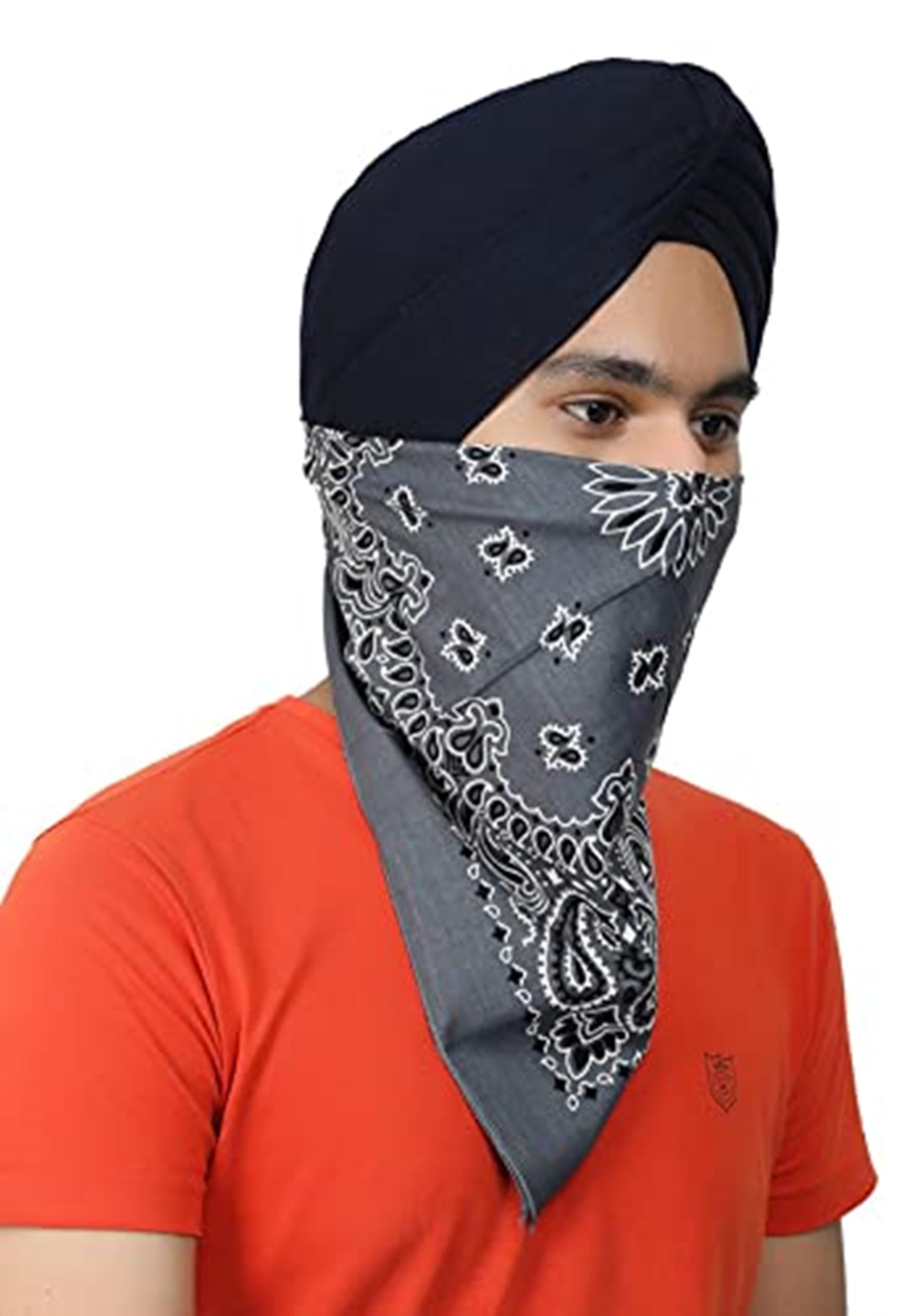 BISMAADH Cotton Novelty Double Sided Print Paisley Cowboy Bandana Scarf Headband Handkerchiefs Pack of 1 (Dark Grey) - Image 3 thumbnail