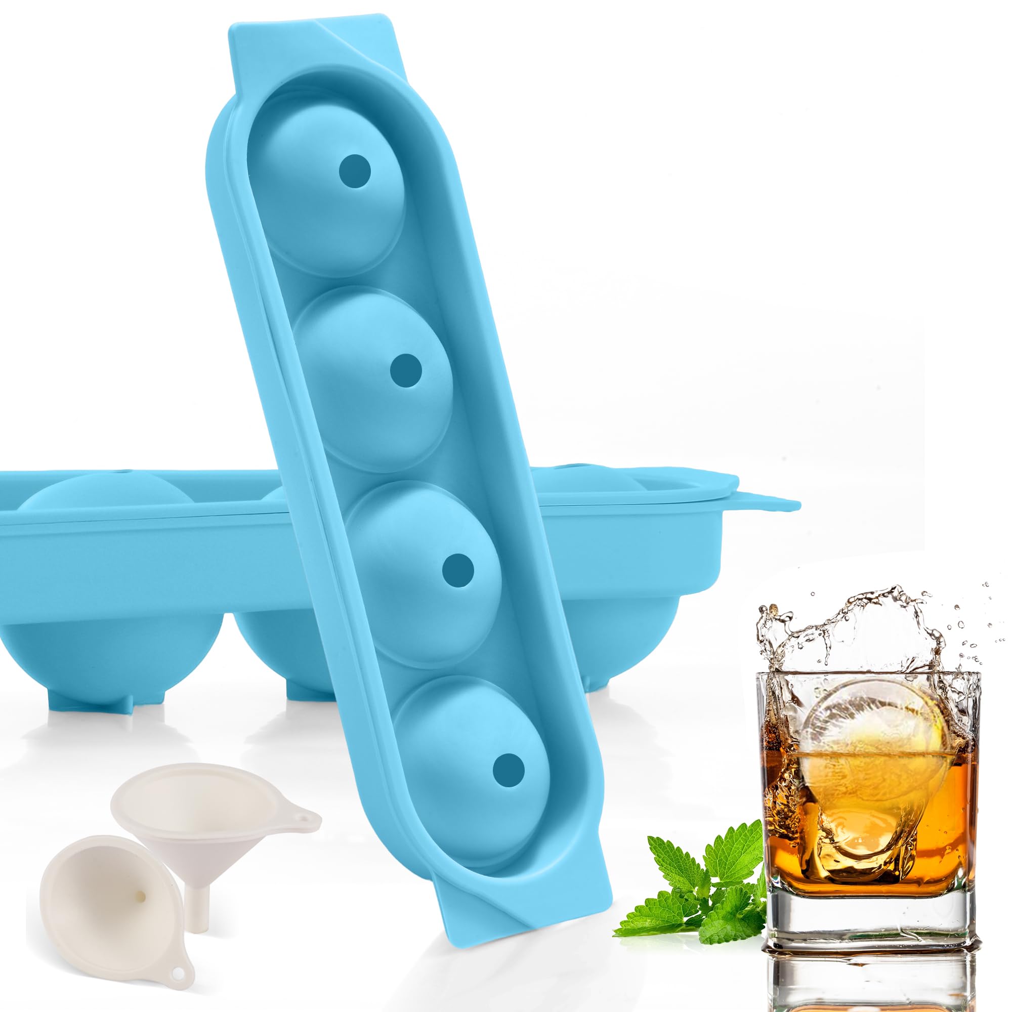 Stampo Per Cubetti Di Ghiaccio In Silicone 5 Cm | 6 Sfere Con Coperchio, Per Cocktail, Whisky E Birra, Senza BPA - 2