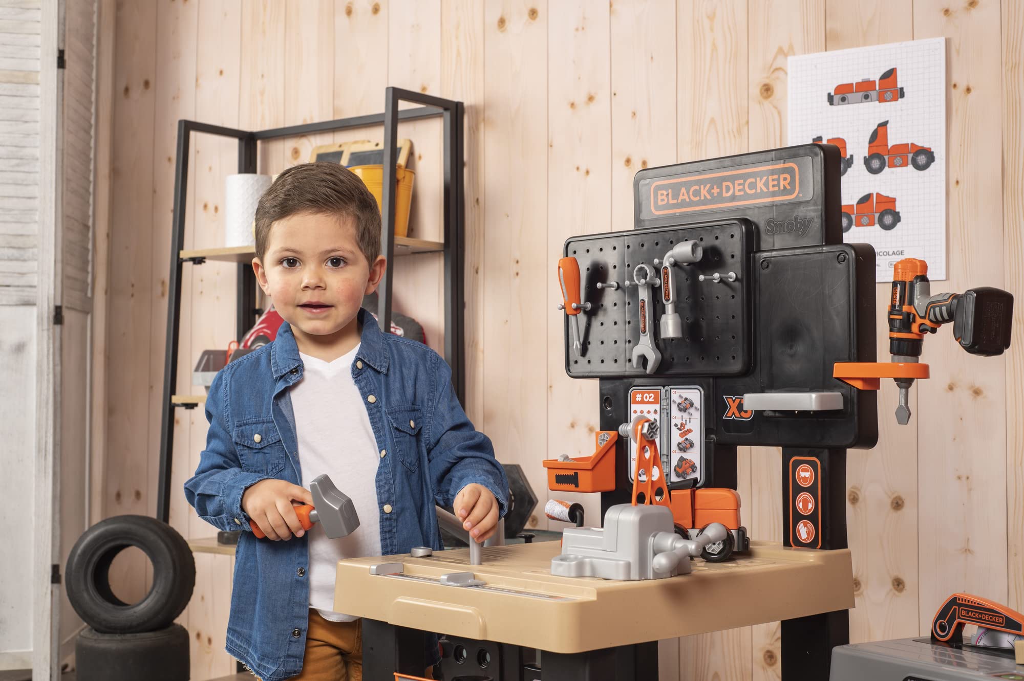 Smoby - Black+Decker - Mega Center - Zabawka do samodzielnego wykonania warsztatu - Mechanika, hydraulika, malowanie, stolarstwo - Wiele akcesoriów w zestawie - Od 3 lat - Wyprodukowano we Francji