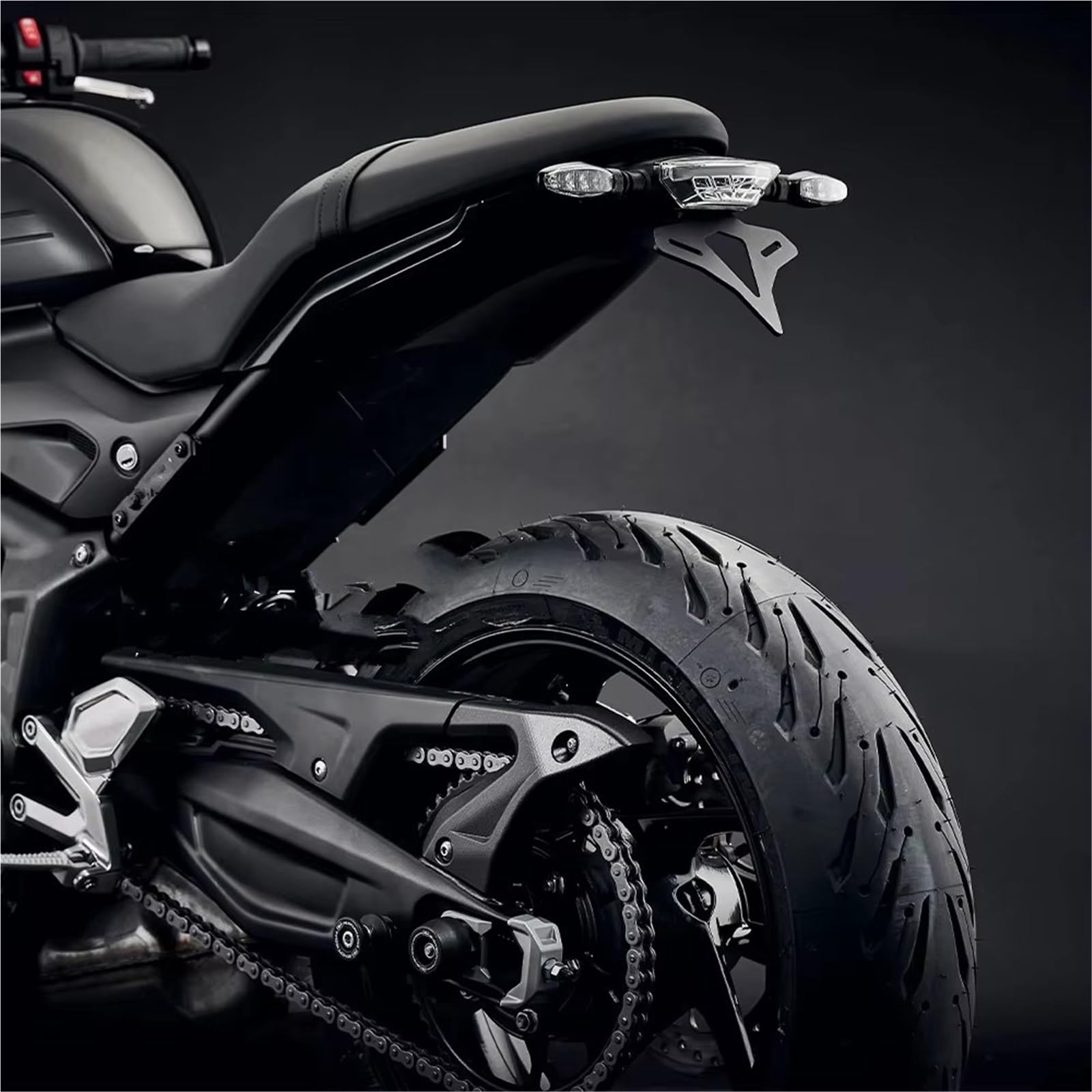 para Trident 660 2021-UP Carcasa Cadena Motocicleta Cola Corta Trasera Soporte Matrícula Contrapunto Luz LED Soporte Matrícula Motocicleta(1 Set - Transparent)