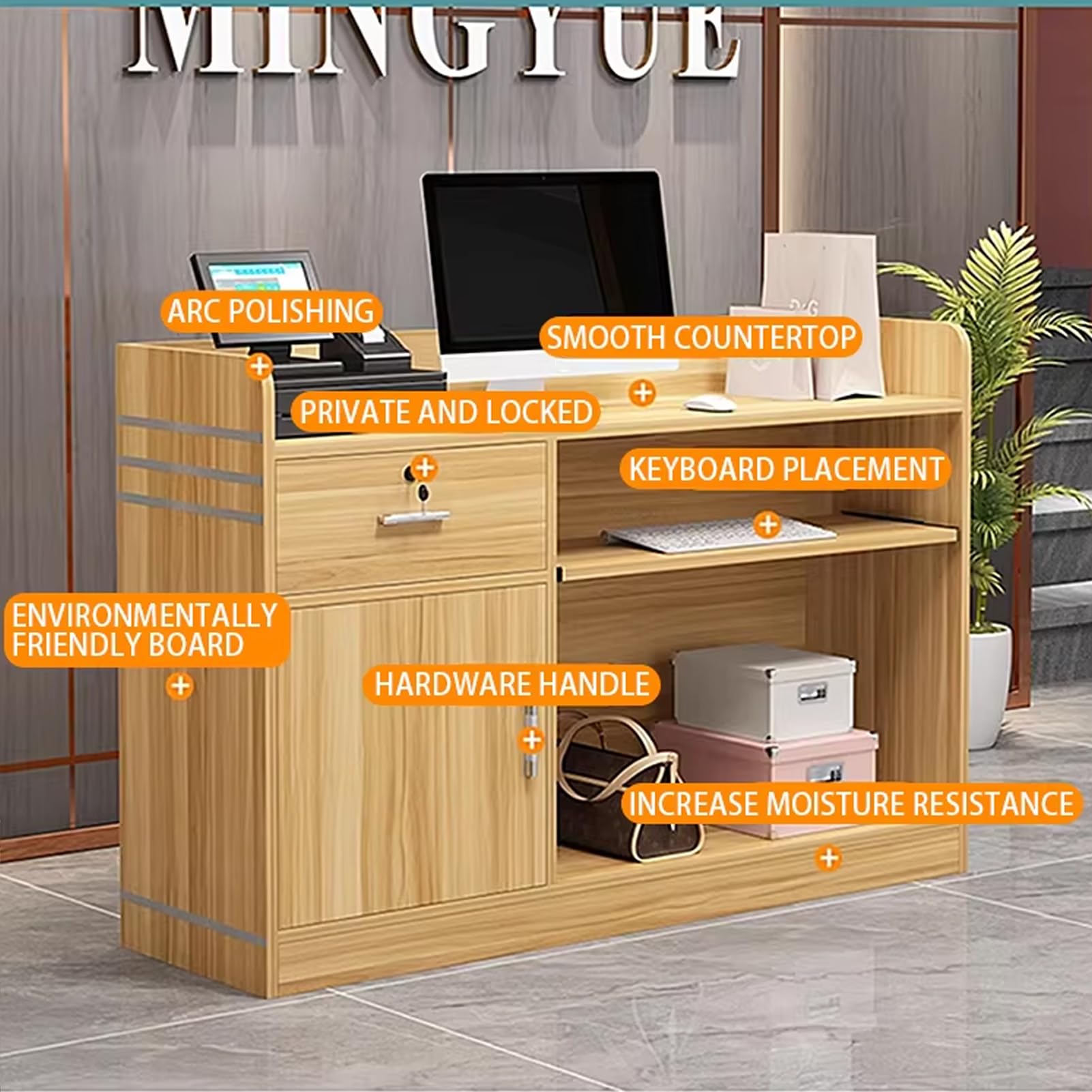 Recept Desk moderno, banco vendita al dettaglio con Ders chiudibile a chiave, tavolo da ingresso semplice per casa e ufficio, tavolo da 80 cm/31,4 pollici per aziende