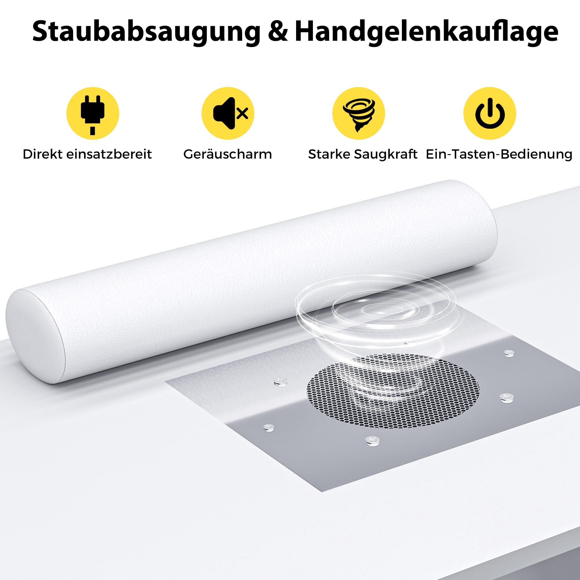 Nageltisch mit Staubabsaugung RGB App-Steuerung, Längenverstellbarer Manikürtisch mit Schrank, Großer Stauraum für Profi Nagelstudio & Nageldesign, Weiß