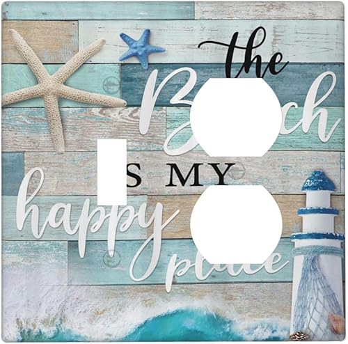 Miniatura 79 de Cubiertas Decorativas para Interruptor de Luz de Palanca Triple Retro Rojo Pulpo Monstruo Ola Marina Azul de 3 Segmentos Cubiertas de Placa de Pared