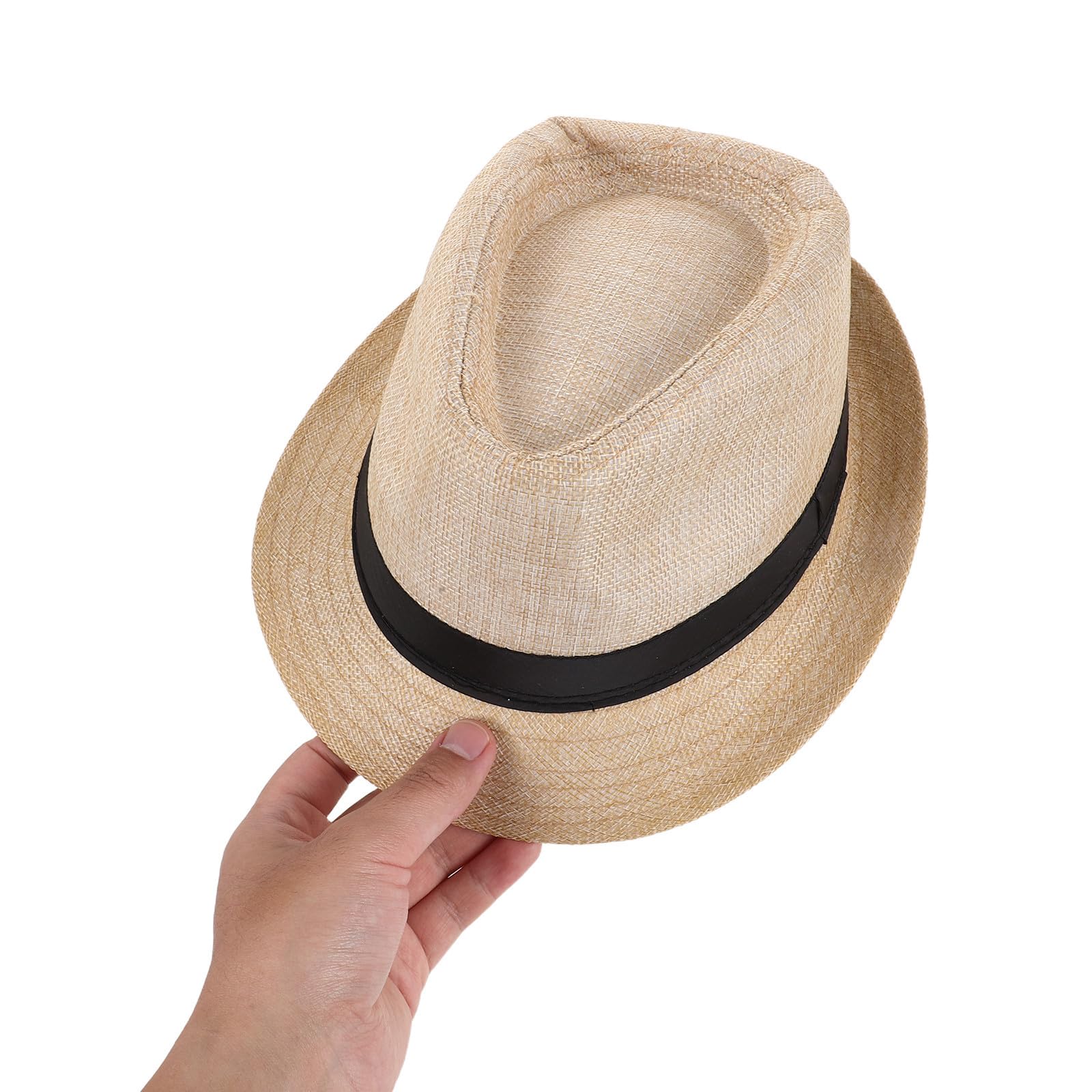 12 Pezzi Cappello Jazz con Bordo Corto in Juta Nera, Design