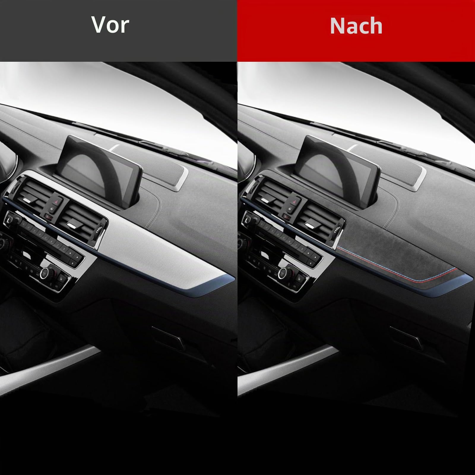 BETTERHUMZ Auto-Armaturenbrett-Abdeckung, kompatibel mit BMW F22 F20 F23 M235i M240i 228i 116i 218i 220i 118i 125i 225i 2012-2019 für Alcantara Mittelkonsole Aufkleber Innenzubehör (C, Normal)