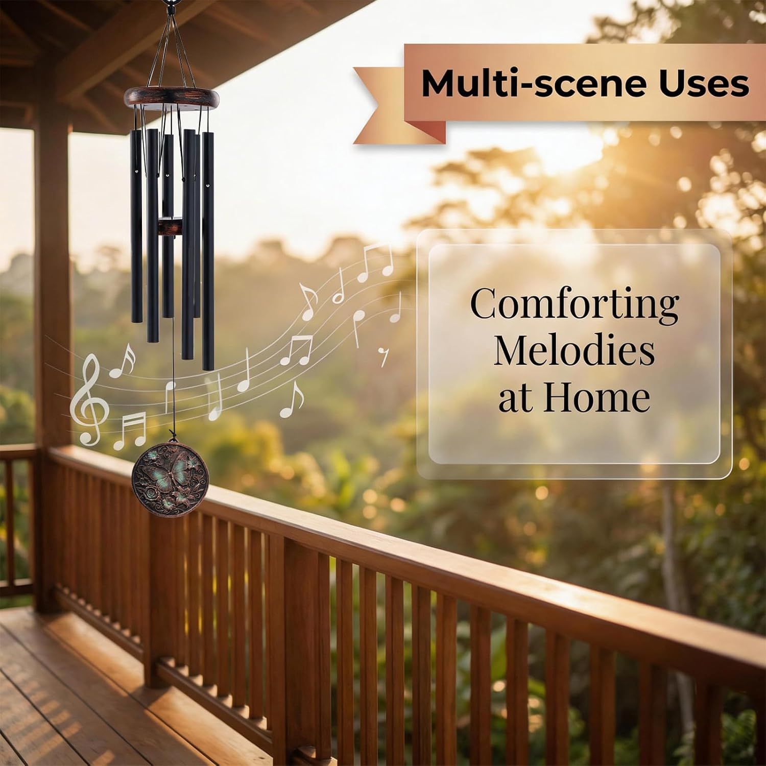 Butterfly Wind Chimes for Outside - Vintage Deep Tone Windchimes Indoor Outdoor Patio Garden Yard Porch Balcony Hanging Decoration Memorial Birthday Gifts for Women Mom Grandma Wife